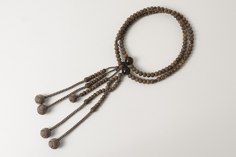 Kyoto Juzu Japanese Buddhist Mala Nichiren Siamese persimmon Brown quartz Shaku