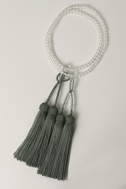 Kyoto Juzu Japanese Buddhist Mala Jodo shinshu Crystal quartz Japan Dark Green