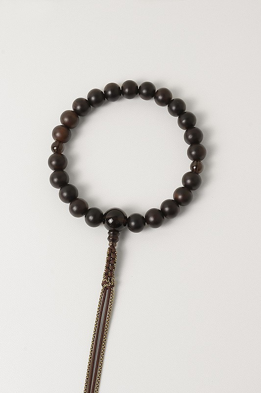 Kyoto Juzu Japanese Buddhist Mala Jodo shinshu Black Ebony Brown quartz Japan