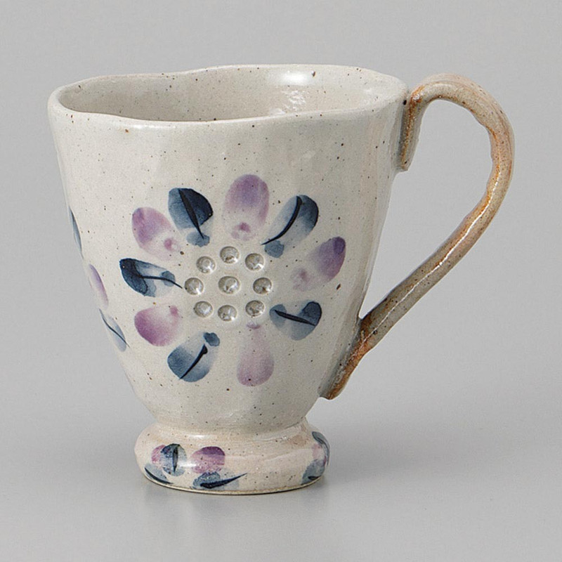 Mino ware Japanese Ceramic Mug Coffee Tea cup Sukashi floral Blue 300ml Japan
