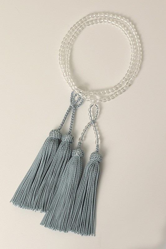 Kyoto Juzu Japanese Buddhist Mala Jodo shinshu Crystal quartz Japan light blue