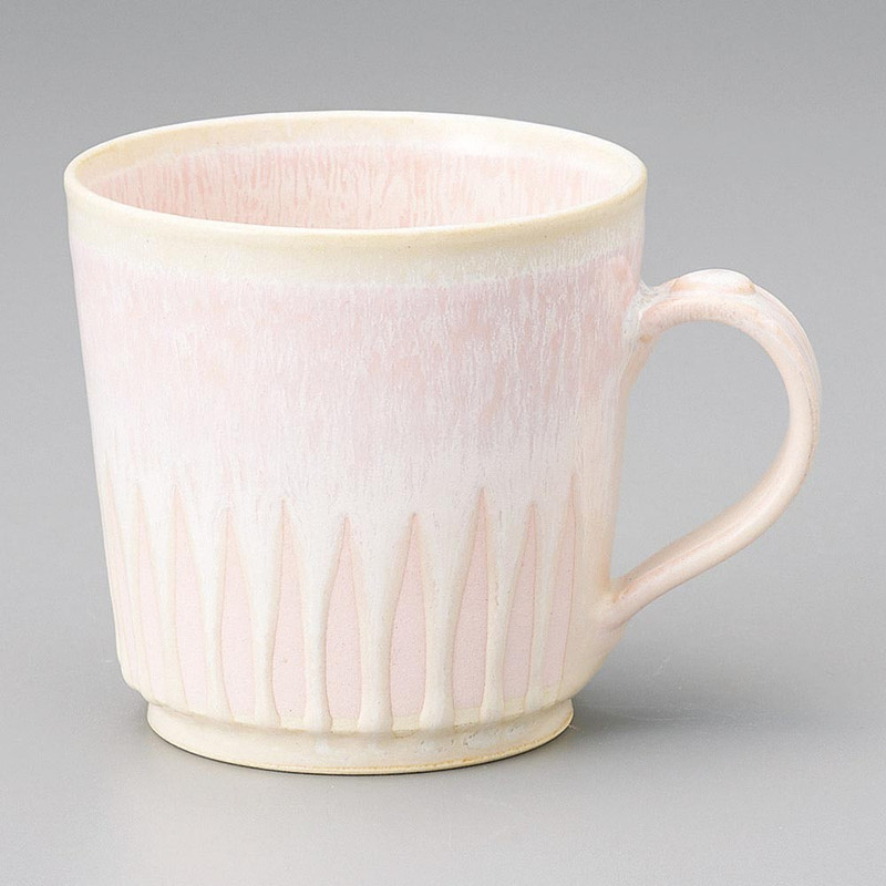 Mino ware Japanese Ceramic Mug Coffee Tea cup Pink Tokusa Pattern Milk Japan