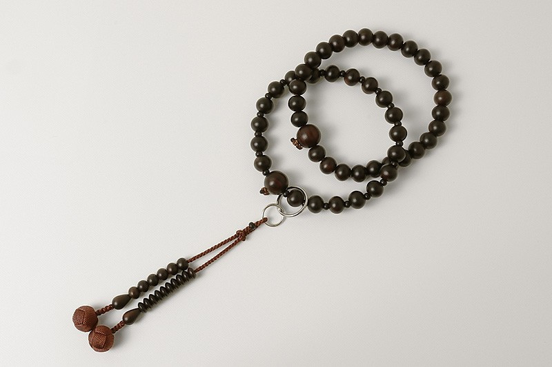 Kyoto Juzu Japanese Buddhist Mala Jodo shu Matte Stripe Black Ebony Men japan