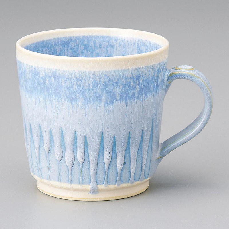 Mino ware Japanese Ceramic Mug Coffee Tea cup Blue Tokusa Pattern Milk Japan