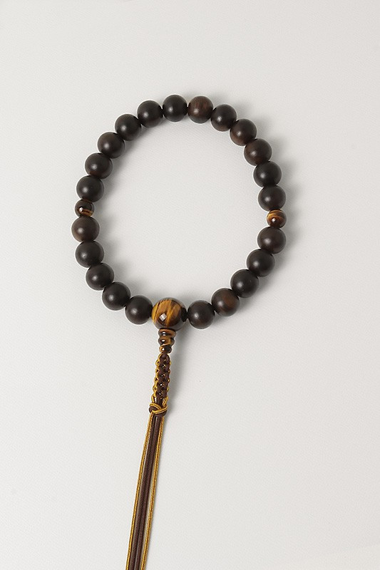 Kyoto Juzu Japanese Buddhist Mala Jodo shinshu Matte Stripe Black Ebony Japan
