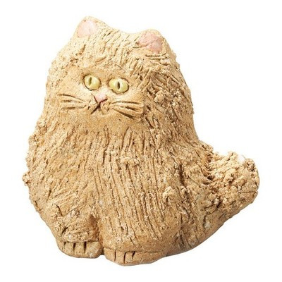 Shigaraki Ware MUKU Cat Figurine Brown Small Japanese Pottery Made in Japan