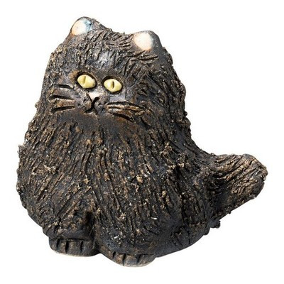 Shigaraki Ware MUKU Cat Figurine Black Small Japanese Pottery Made in Japan