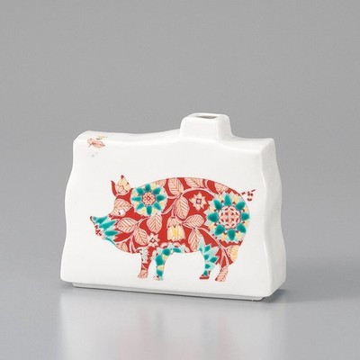 Kutani ware Japanese Flower single vase Botanical Pig Japan