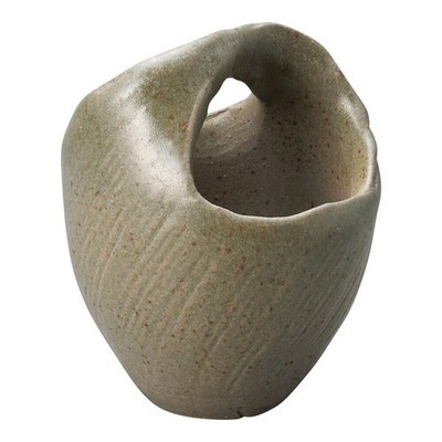 Shigaraki ware Japanese small flower pot KAIRO Ash Green Made in Japan