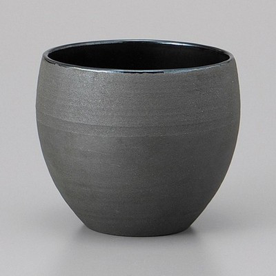 Made in Japan Mino Ware Tanka-do Round Black Rock Glass Japan 340ml
