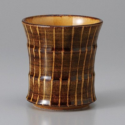 Made in Japan Mino Ware Kurige Black Tokusa Bamboo Shochu Cup Japan 250ml