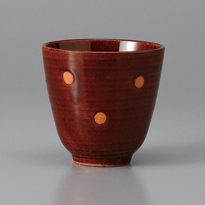 Mino Ware Sencha Yunomi Japanese Green Tea Cup Amber Ame glaze Speckled dot