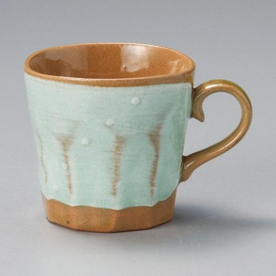 Mino ware Japanese Ceramic Mug Coffee Tea cup Yohen Glaze Mint green 300ml Japan