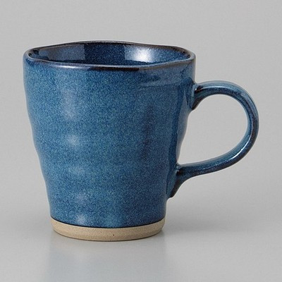 Mino ware Japanese Ceramic Mug Coffee Tea cup Yohen Namako Blue glaze 310ml
