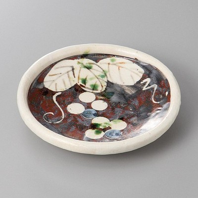Japanese Grape Pattern Round Plate Mino Ware Ceramic Dish 6.4" Made in Japan