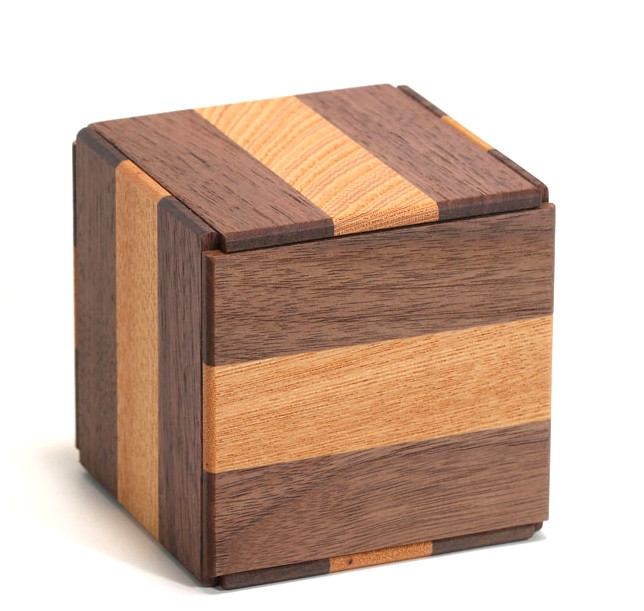 Boîte Secrète Puzzle Japonaise Vintage Hakone Yosegi - 8x11,5x5 Cm - Marqueterie Bois - Occasion
