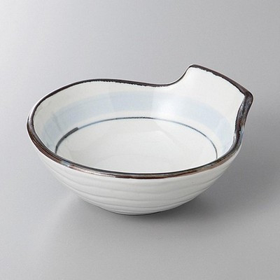 Japanese Seto Ware Pastel Line Handled Tonsui Bowl Hot Pot Pottery 12.3cm Japan