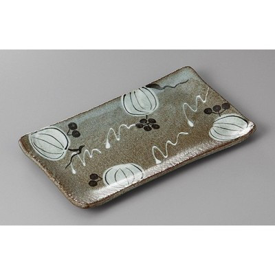 Japanese Seto Ware Sankirai Leaf Rectangular Grilled Fish Serving Plate 25.5cm