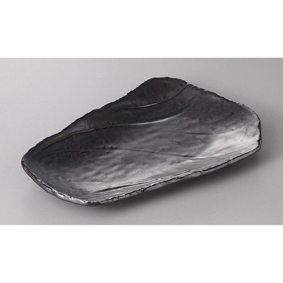 Japanese Mino Ware Iron Crystal Textured Rectangular Grilled Fish Plate 26cm