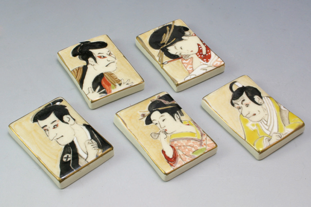 Ukiyo-e Kabuki Edo KyoKiyomizu porcelain Hashioki Japanese chopstick rest Japan