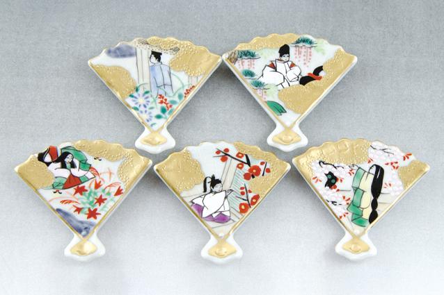 The Tale of Genji Hashioki Japanese chopstick rest Kyo Kiyomizu ware Japan