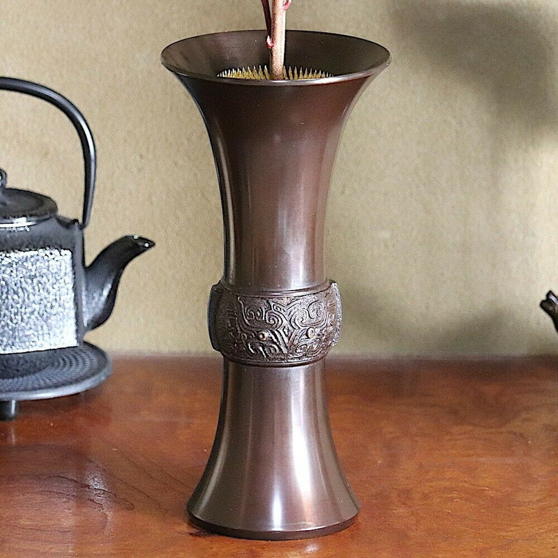 Flower Vase Takaoka Bronze pot Kaki Tengi Sentoku style Ikebana Ikenobo Japan