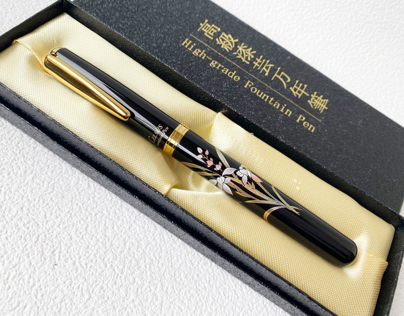Maki-e Urushi Lacquer Makie Fountain Pen Yamanaka lacquerware Orchid Motif Japan