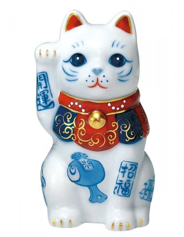 Maneki Neko Japaneselucky cat Seto yaki Fuku Somenishiki made in japan 8cm