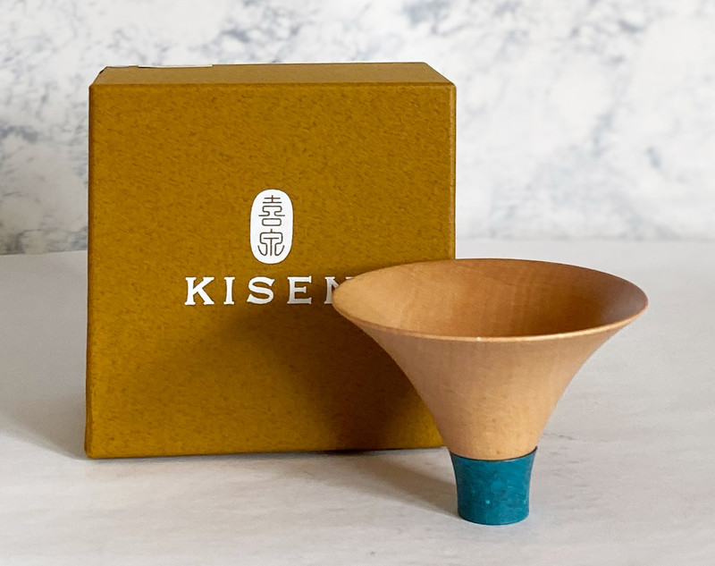 Guinomi Sake Cup FUJI Takaoka Brass Yamanaka lacquerware TURQUOISE BLUE Japan