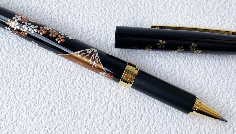 Maki-e Urushi Lacquer Makie Ballpoint Pen Yamanaka lacquerware Cherry Fuji Japan