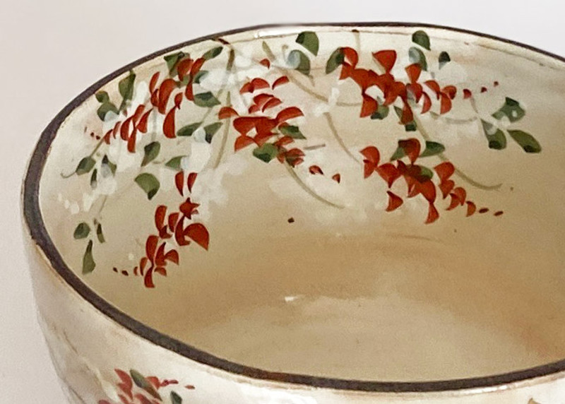 Tea Bowl Matcha Chawan Kyo Kiyomizu yaki ware Autumn in Kyoto Handpainted  Japan
