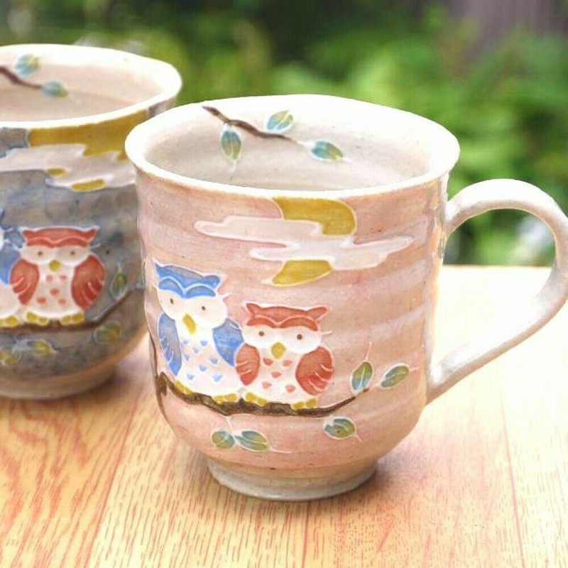 Details about   Kyo Kiyomizu yaki ware Mug Coffee Tea Cup  auspicious Owl Fukuro Handpaint Japan 