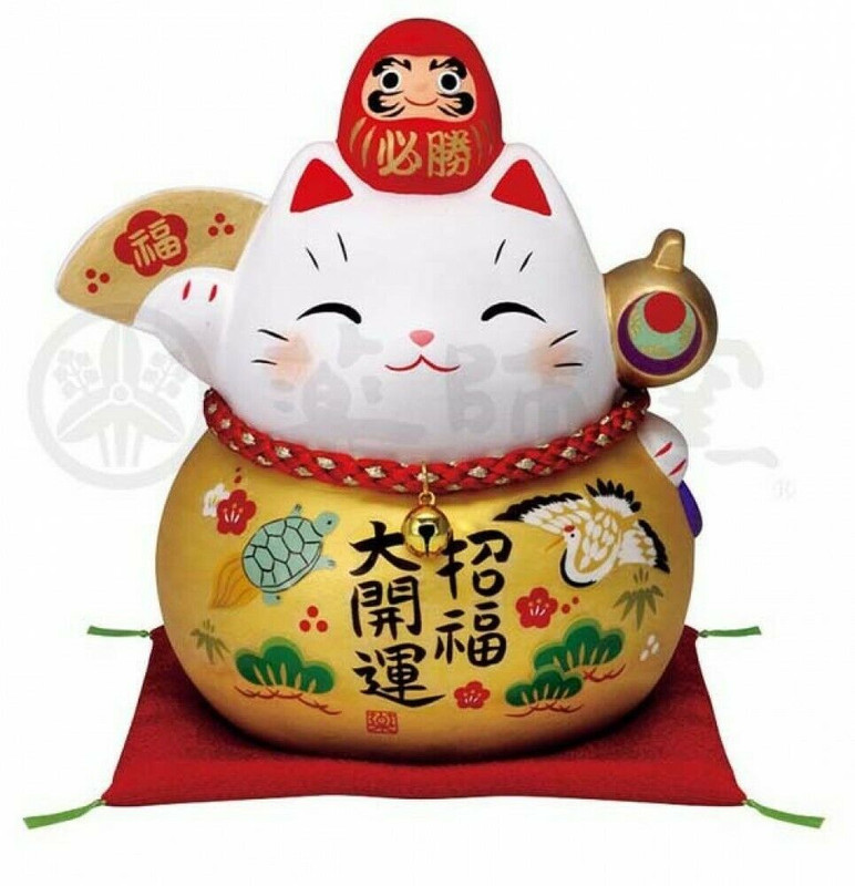 Maneki neko Japanese Lucky cat Coinbank Gold Money Fortune Daruma from Japan