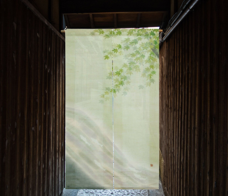 Kyoto Noren Japanese door curtain Maple freshwater trout Handcraft Japan