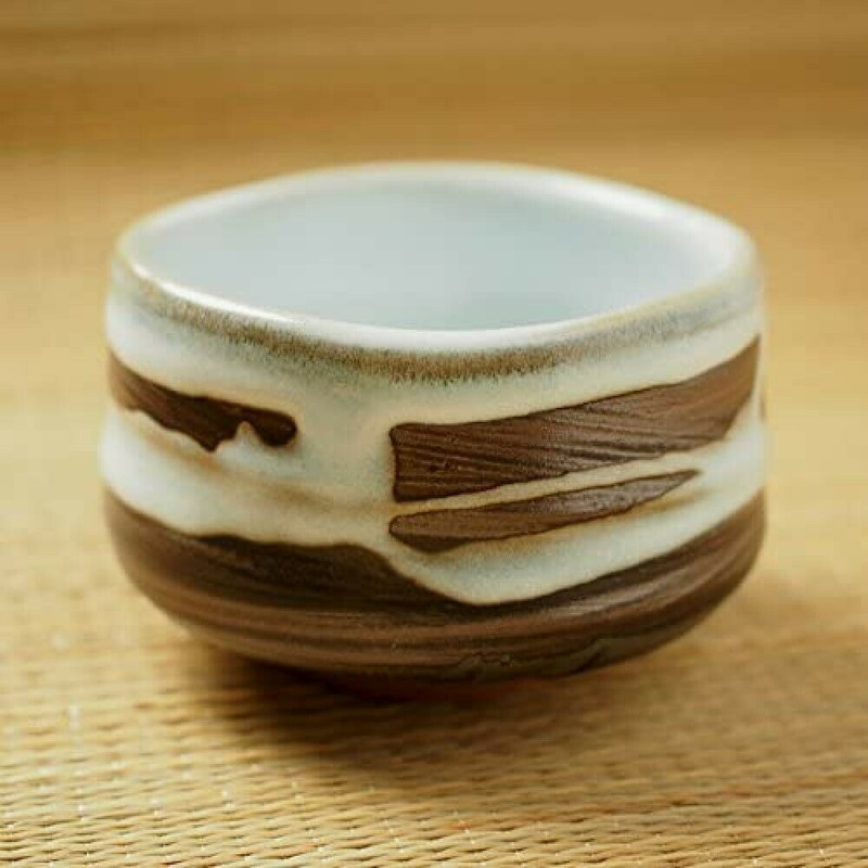 Matcha Chawan Japanese green Tea Bowl Mino yaki ware Gray Namako Made in Japan