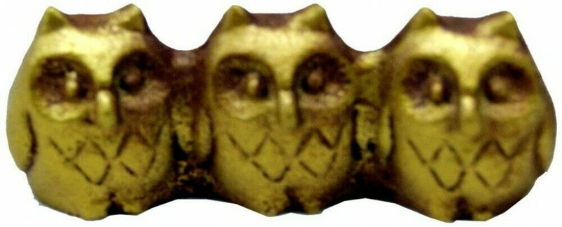 Bunchin Japanese Paperweight Brush Holder Nanbu Cast Iron 3 Owl Fukuro Japan