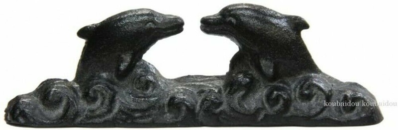 Bunchin Japanese Paperweight Brush Holder Takaoka Cast Iron Jump Dolphin Japan