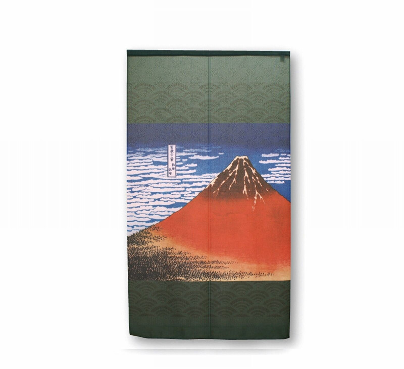 Noren Tapestry Japanese door curtain Hokusai Green150x85 Fuji Gaifu Kaisei Japan