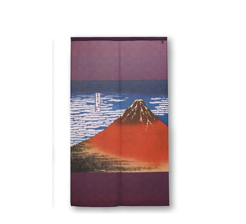 Noren Tapestry Japanese door curtain Hokusai Purple 150x85Fuji Gaifu KaiseiJapan