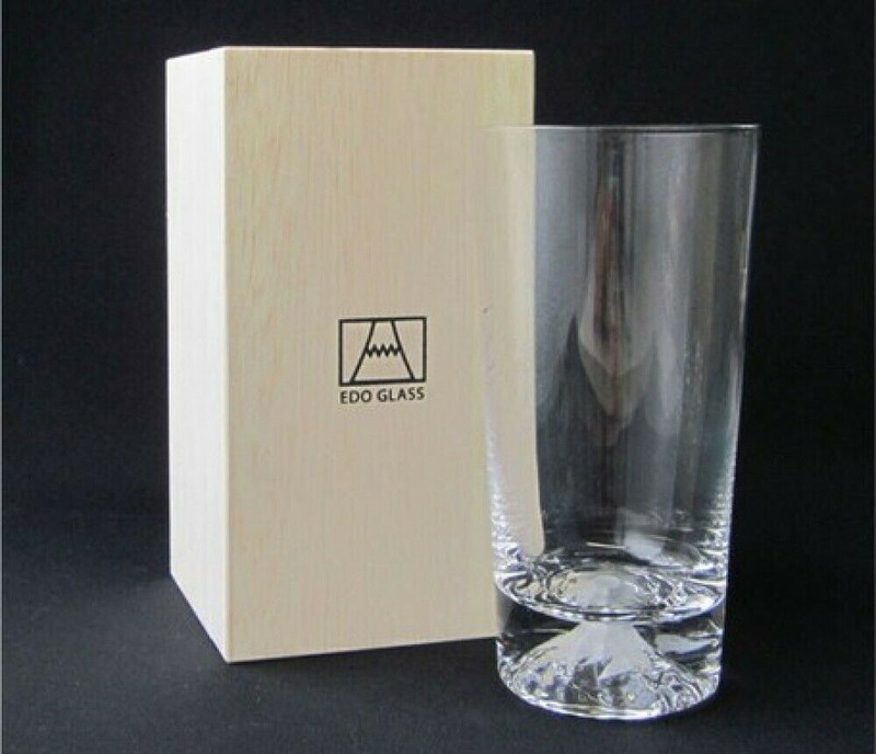 Edo Glass Mt.Fuji motif Fujisan Glass Japanese Beer tumbler cup Handcraft Japan