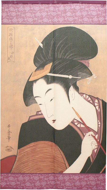 Noren Japanese Hanging Door Curtain Tapestry Deeply hidden love Utamaro Japan