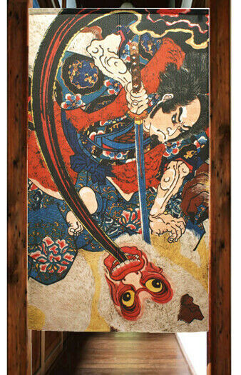 Noren Tapestry door curtain Utagawa Kuniyoshi Ukiyo-e Demon Matagoro Japan