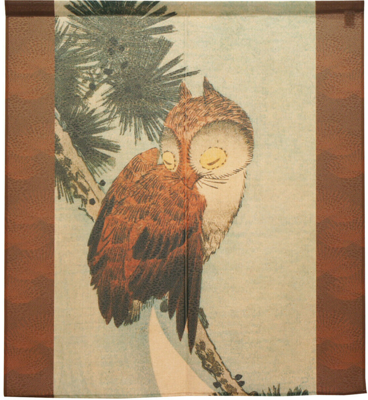 Noren Tapestry door curtain Utagawa Hiroshige JapanHorned Owl Moon 90x85