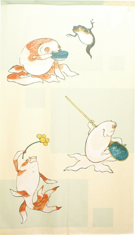 Noren Tapestry door curtain Utagawa Kuniyoshi Blue Kingyo Goldfishjapan