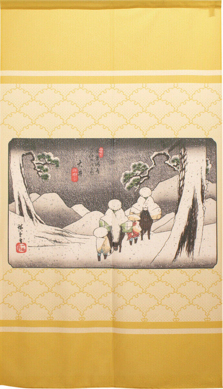 Noren Tapestry door curtain Utagawa Hiroshige Japan Ohi Snow Winter 150x85