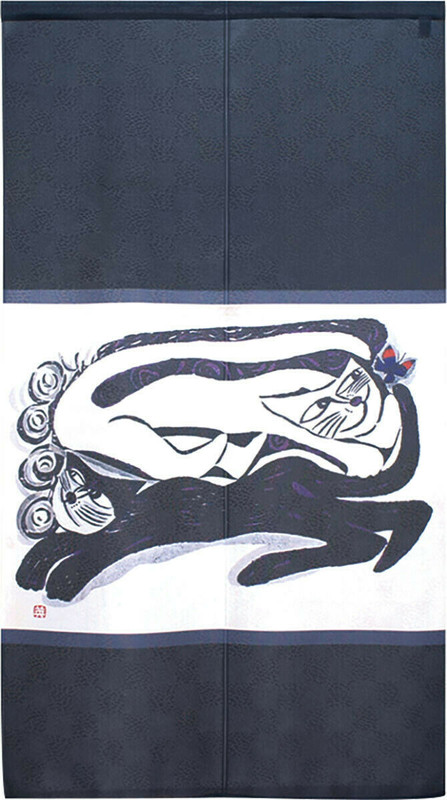 Noren Tapestry Japanese Hanging door curtain Cat Neko Japan Cat Butterfly Japan