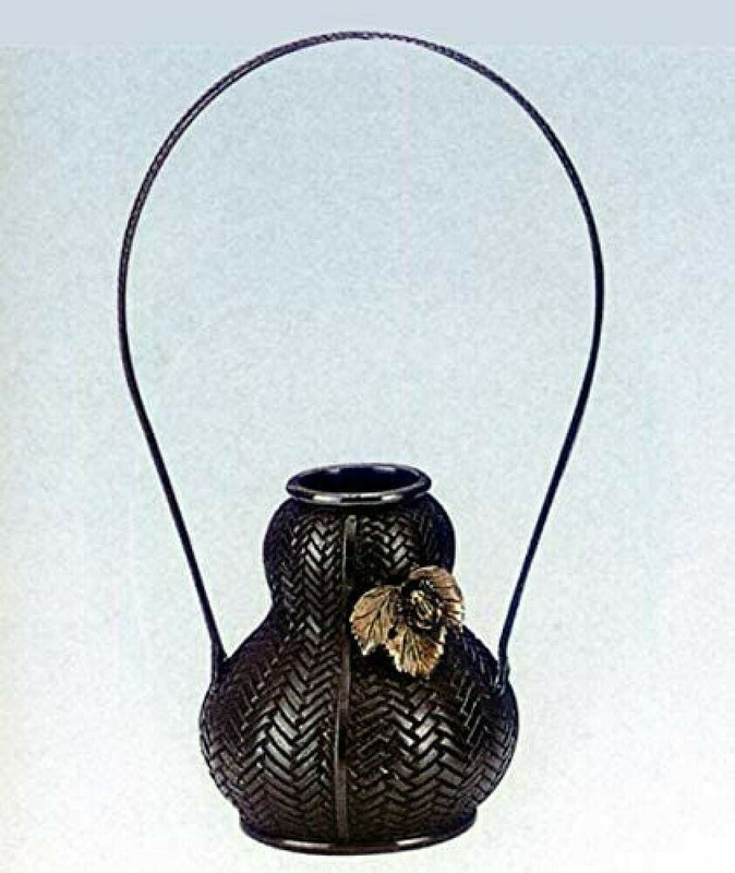 Kaki Japanese Metal Flower pot Sukashi Flog Leaf Bronze Ikebana Handcraft Japan