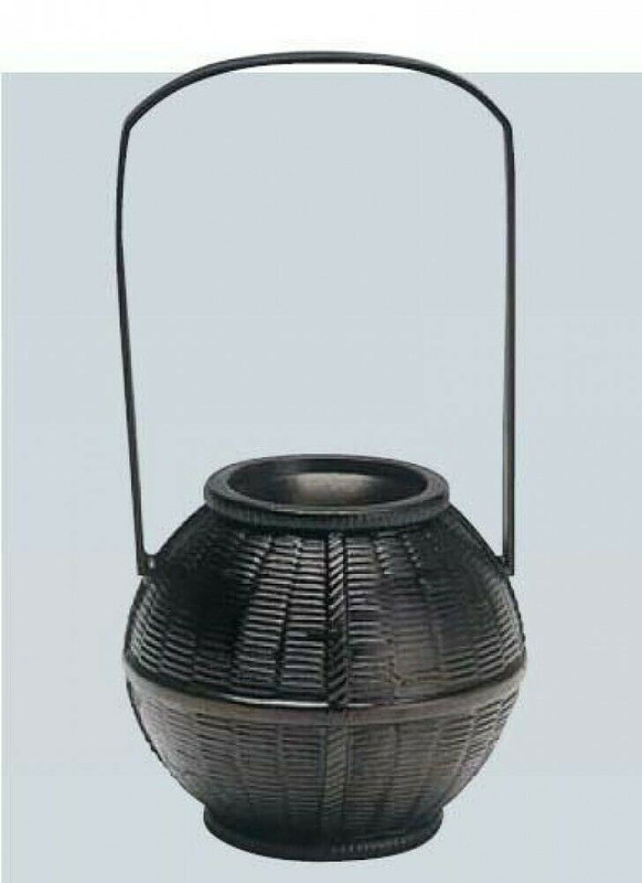 Kaki Japanese Metal Flower pot Ajiro Handle Enman Ikebana Handcraft Japan