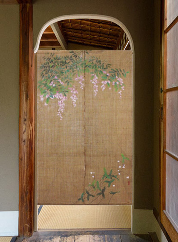 Kyoto Noren Japanese Door Curtain 150x88cm Jakuchu Wisteria handpaint Japan