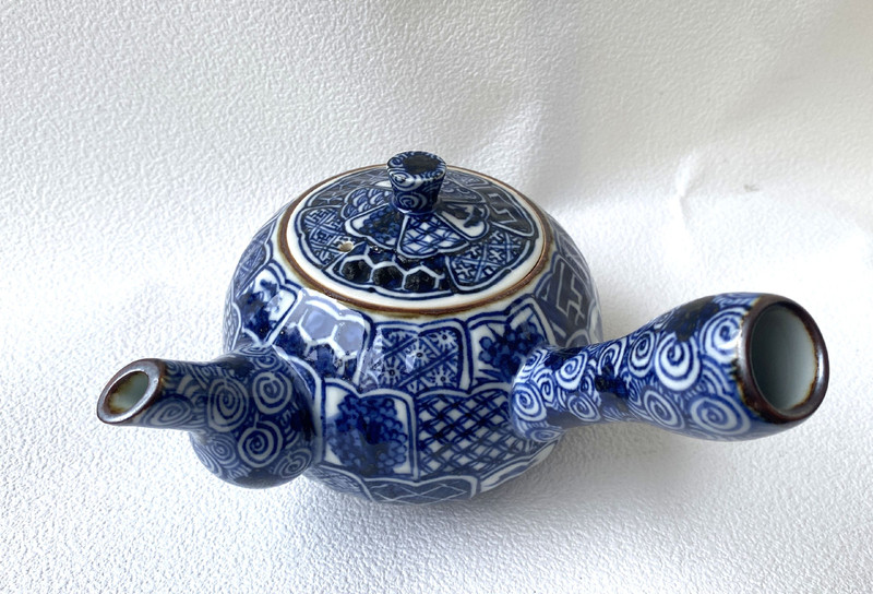 Kyusu Japanese Green Tea Pot Kyo Kiyomizu yaki ware Chrysanthemum Jonsui Japan